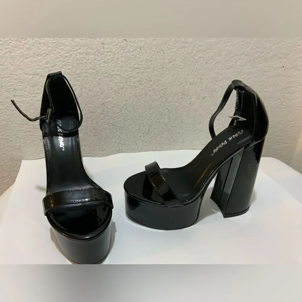 New public desire wide fit primrose platform heels in black size 5W